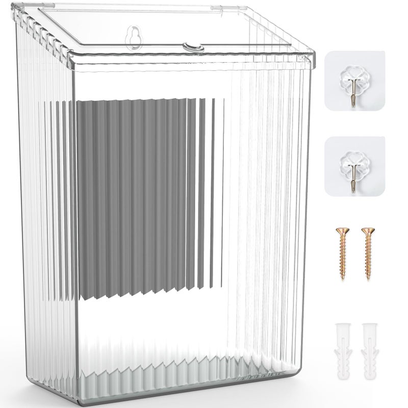 Sealegend Magnetic Slim Trash Can Wastebasket with Lid Lint Bin Storage Bins Perfect for Kitchen Fridge Cabinet Bathroom Laundry Room Organization Clear